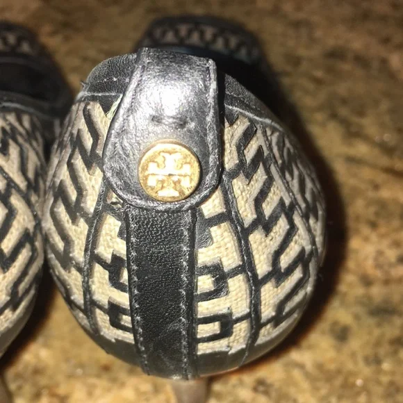 Tory Burch Reagan Heels Open Toe Stilettos Black/Cream - Size 9 - Picture 10 of 16